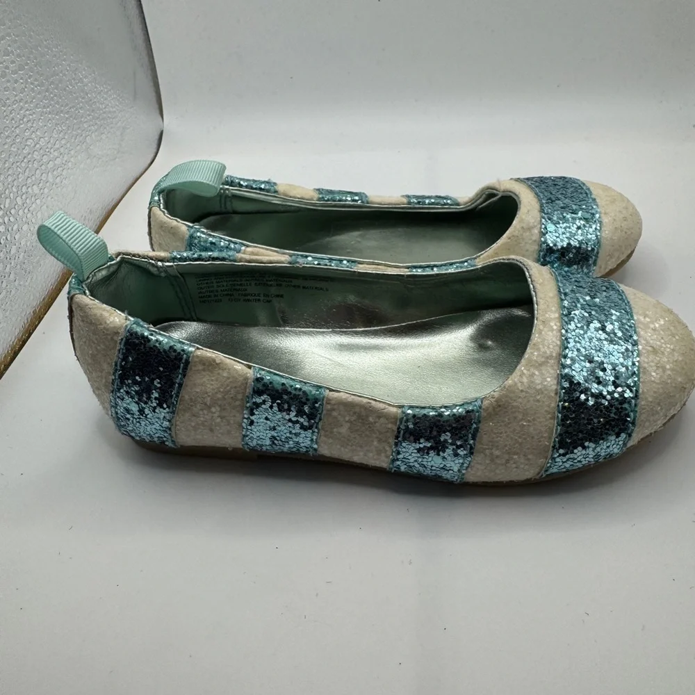 Gymboree Toddler Size 9 Girls Blue and Cream Glitter Flats Shoes
